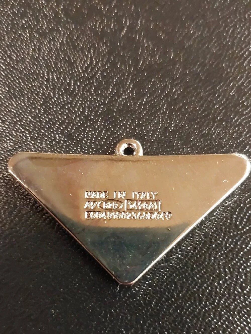 Prada Triangle Logo Pendant in Mint Green and Silver